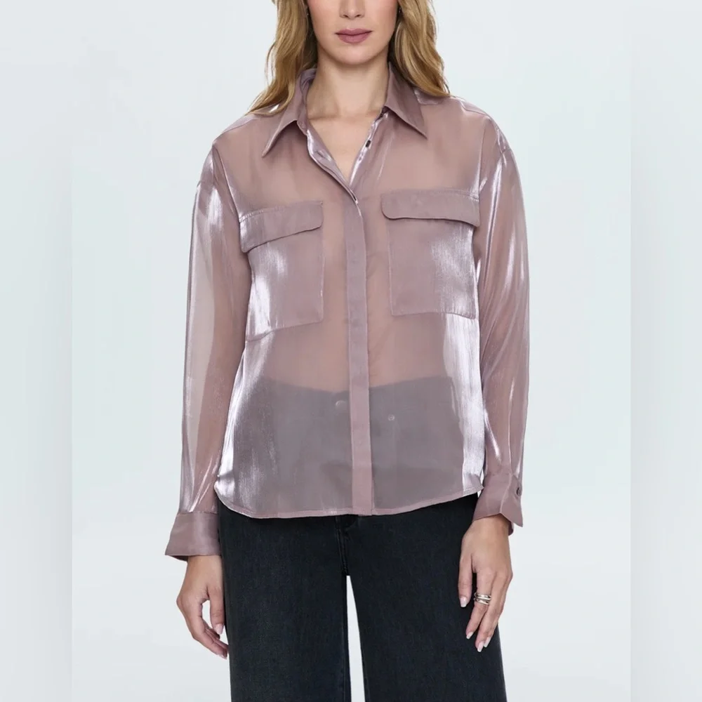 Pistola Miranda Sheer Shirt - Pink Plum - Picture 1 of 5